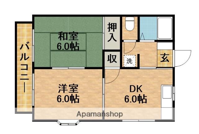 ノーブルビレッヂ(2DK/2階)の間取り写真