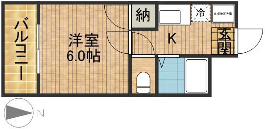 コーポ曳馬野(1K/1階)の間取り写真
