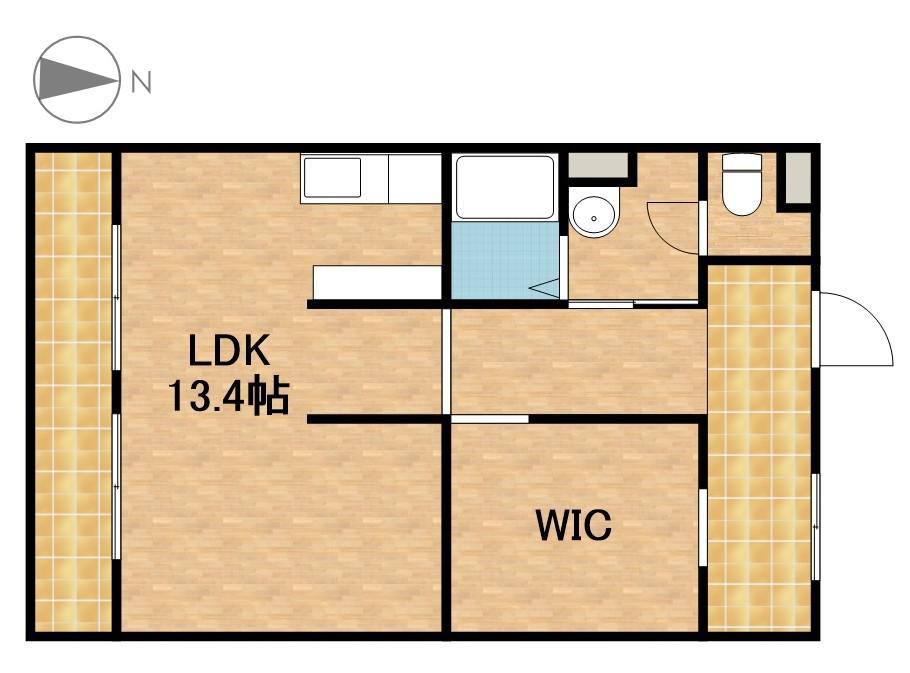 遠鉄ハイツ西ヶ崎G棟(ワンルーム/2階)の間取り写真