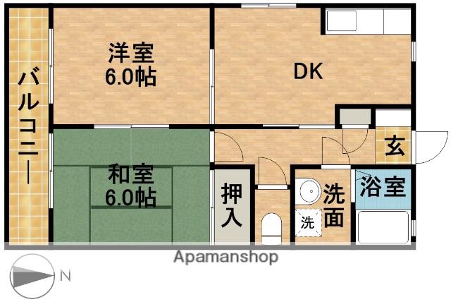 ディオン早出Ⅲ(2DK/2階)の間取り写真