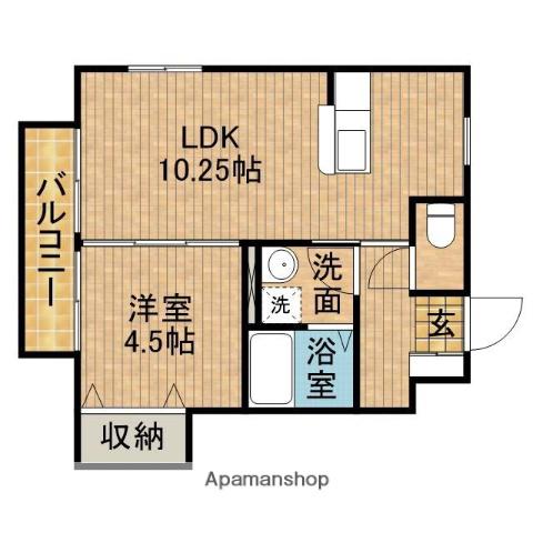 ヴィーブルⅡ B(1LDK/1階)の間取り写真