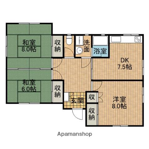 サンライズ元島田(3DK/1階)の間取り写真
