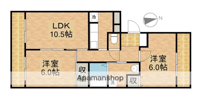 レイクパレス中村B(2LDK/4階)の間取り写真