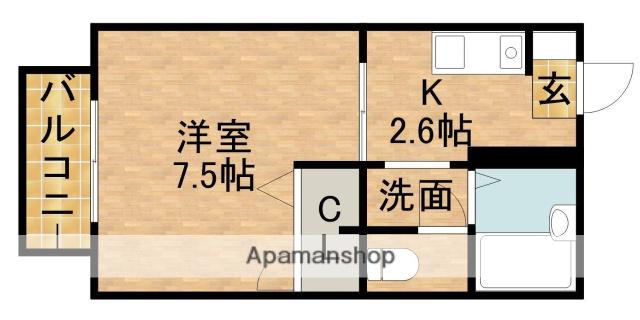 上島ビギン(1K/2階)の間取り写真