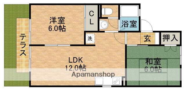 タウンハウス愛野公園E(2LDK/1階)の間取り写真