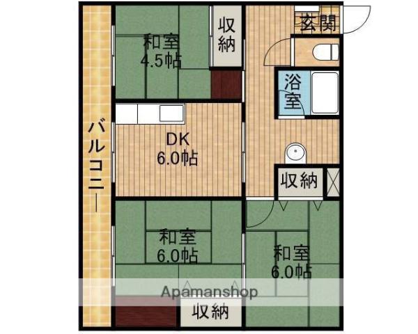 きめたマンション(3DK/4階)の間取り写真