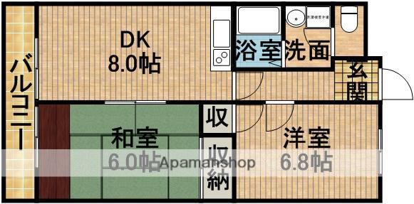 エクレール花村(1LDK/4階)の間取り写真
