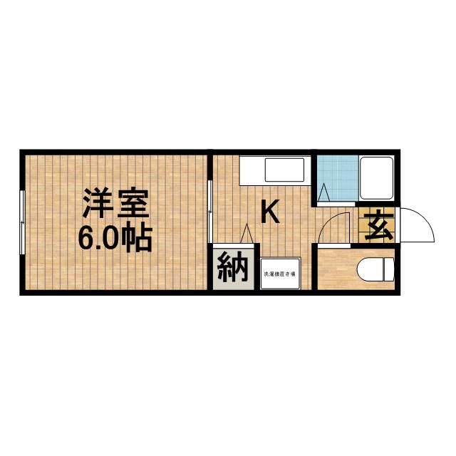 ジュビロⅡ(1K/2階)の間取り写真