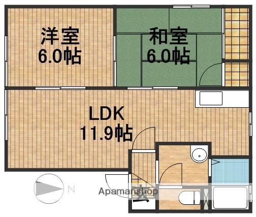 パレフローラC(2LDK/1階)の間取り写真
