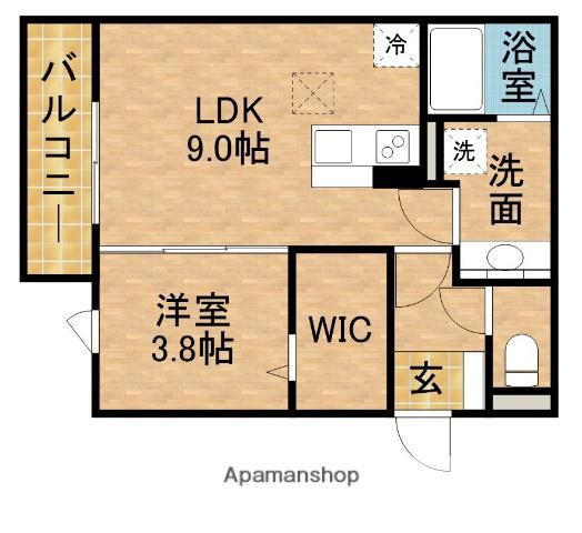 グランディシュロス A棟(1LDK/1階)の間取り写真