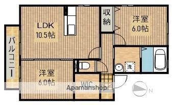 ソレアードA(2LDK/1階)の間取り写真