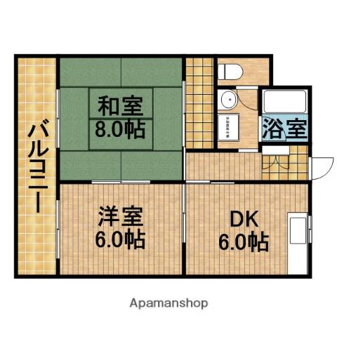 グリーンハイツ下俣南(2DK/1階)の間取り写真