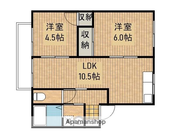 コーポ若葉Ⅲ(2LDK/1階)の間取り写真