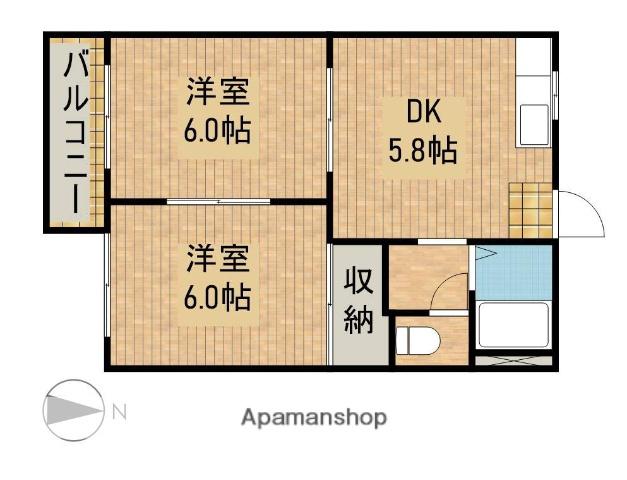 メゾン谷上B(2K/2階)の間取り写真