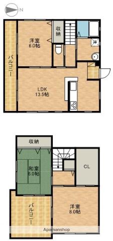 東海道本線 浜松駅 バス乗車時間：11分 佐鳴台坂下バス停で下車 徒歩10分 2階建 築24年(3SLDK)の間取り写真