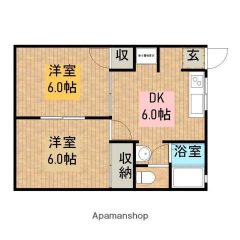 サンモール一番館(2DK/1階)の間取り写真