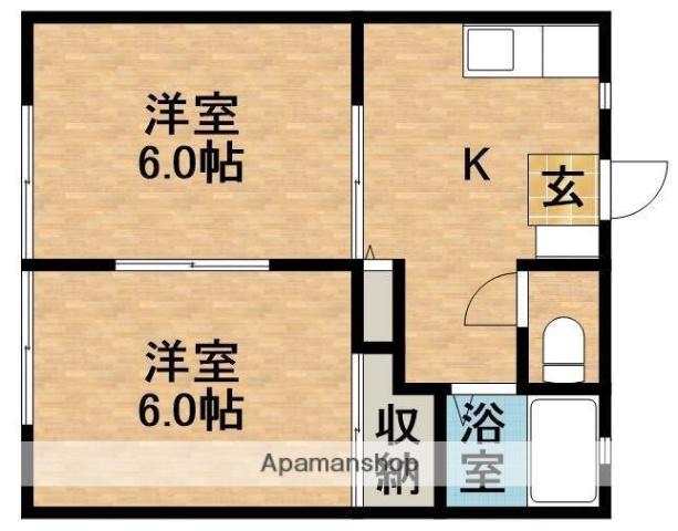 サンビレッジOGASA A棟(2K/1階)の間取り写真