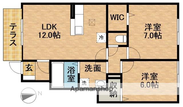 ルミエール20 B(2LDK/1階)の間取り写真