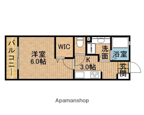 パミドールⅡ(1K/1階)の間取り写真