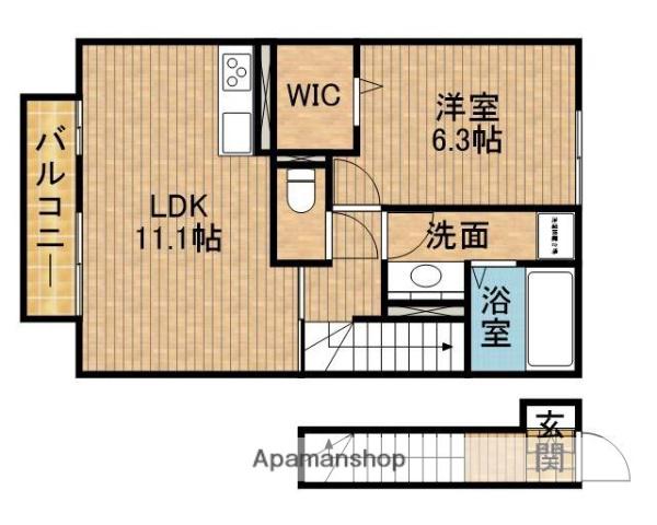 レオカーサ(1LDK/2階)の間取り写真