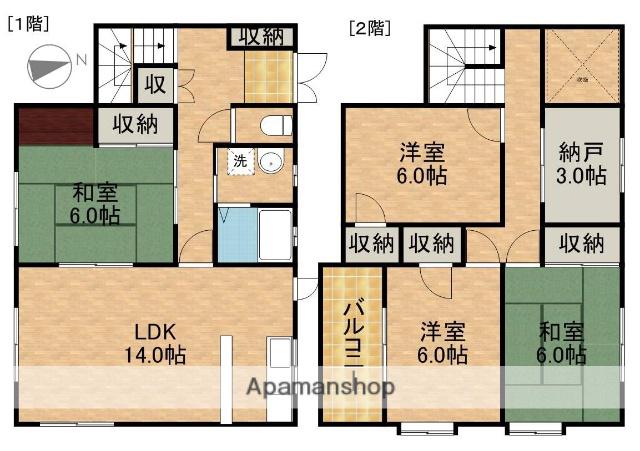 東海道本線 磐田駅 バス乗車時間：18分 篠原入口バス停で下車 徒歩7分 2階建 築41年(4SLDK)の間取り写真