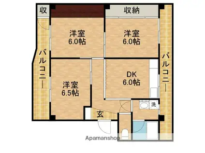 田内マンション(3DK/3階)の間取り写真