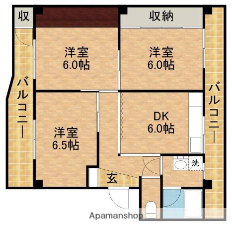 田内マンション(3DK/5階)の間取り写真