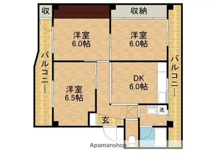 田内マンション(3DK/5階)の間取り写真