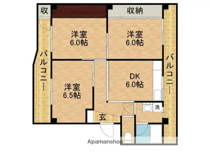 田内マンション(3DK/2階)の間取り写真