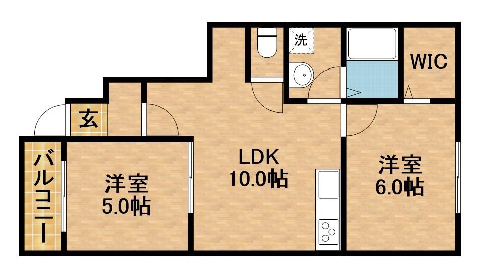 アーバンキブネ(2LDK/1階)の間取り写真