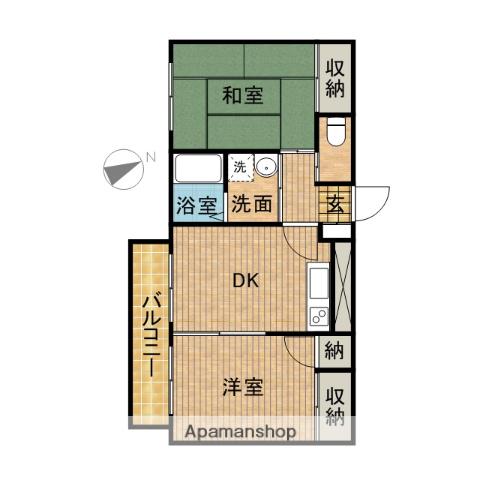 SURPLUS貴梨(2DK/1階)の間取り写真