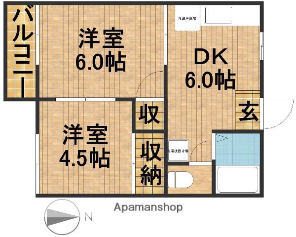 フォーブル神谷A(2K/1階)の間取り写真