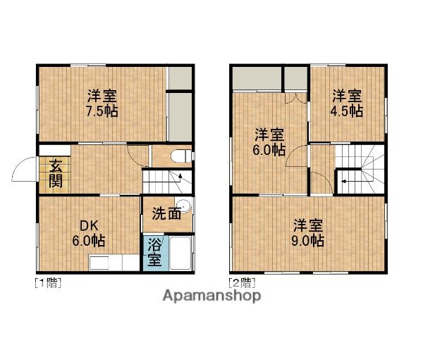 東海道本線 磐田駅 徒歩5分 2階建 築45年(4DK)の間取り写真