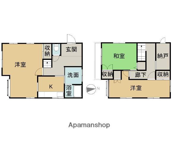 東海道本線 袋井駅 バス乗車時間：20分 山梨バス停で下車 徒歩2分 2階建 築36年(2LDK)の間取り写真