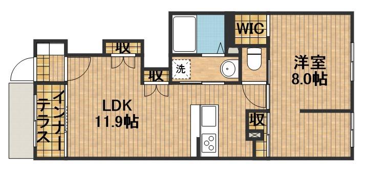 エーリオ A(1LDK/1階)の間取り写真