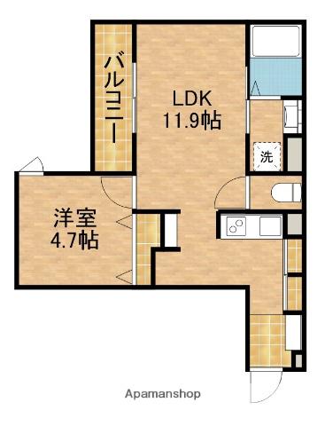 アゴスト(1LDK/1階)の間取り写真