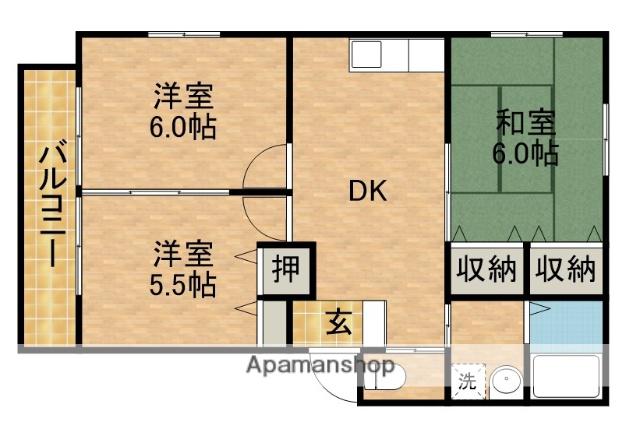 カンフォート中Ⅰ(3DK/2階)の間取り写真