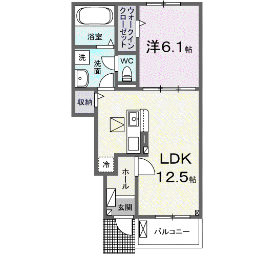 アージャーⅠ(1LDK/1階)の間取り写真