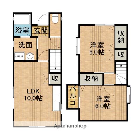 東海道本線 浜松駅 バス乗車時間：20分 平安前バス停で下車 徒歩5分 2階建 築27年(2LDK)の間取り写真