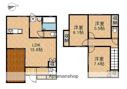 東海道本線 浜松駅 バス乗車時間：15分 頭陀寺バス停で下車 徒歩4分 2階建 築1年(3LDK)の間取り写真
