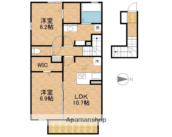 クランベリーKAMO(2LDK/2階)の間取り写真