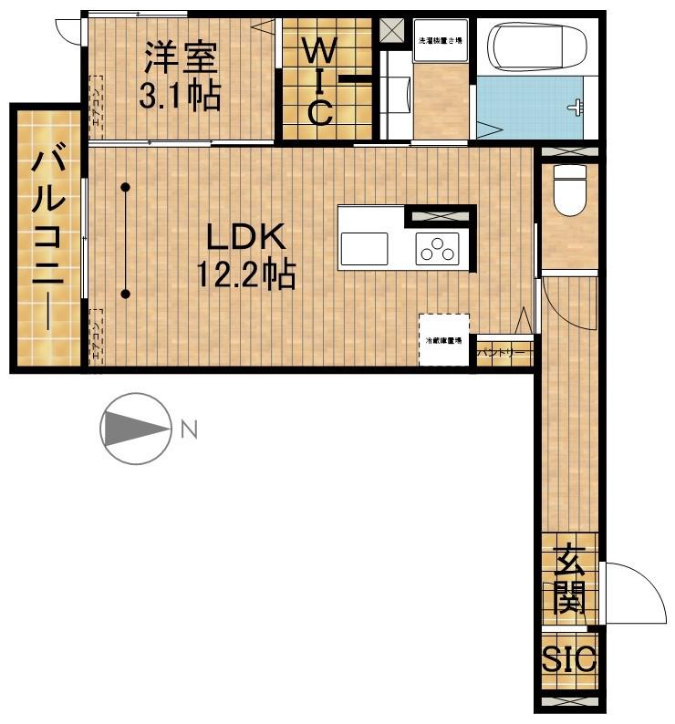 AMABILE(1LDK/2階)の間取り写真