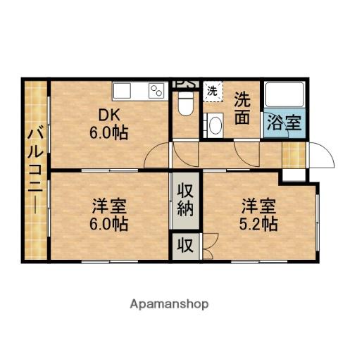 ルシェンテ(2DK/3階)の間取り写真