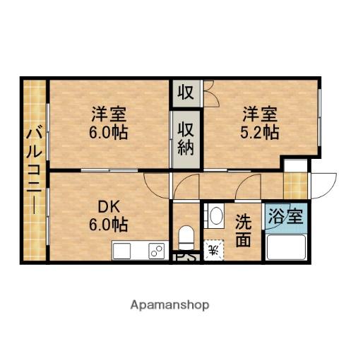 ルシェンテ(2DK/3階)の間取り写真