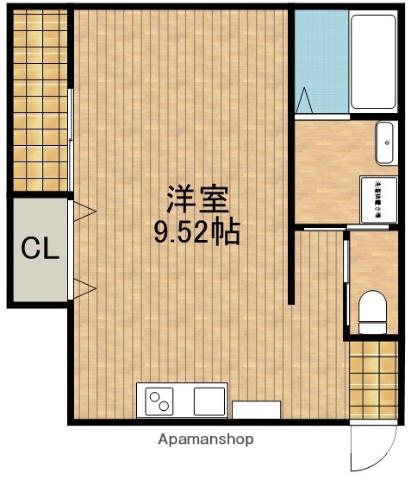 元魚町共同(ワンルーム/2階)の間取り写真