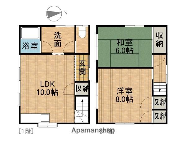 東海道本線 袋井駅 徒歩39分 2階建 築39年(2LDK)の間取り写真