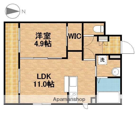 オランジュリー(1LDK/1階)の間取り写真