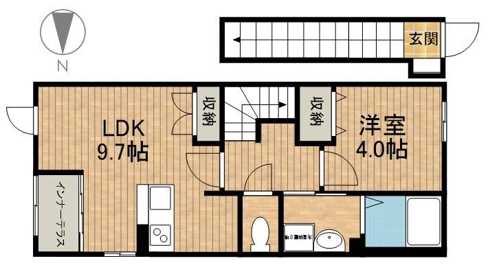 シェルル・スターテラス和合(1LDK/2階)の間取り写真