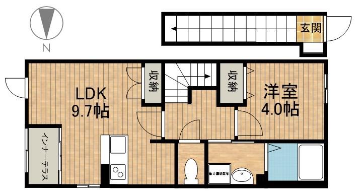 シェルル・スターテラス和合(1LDK/2階)の間取り写真