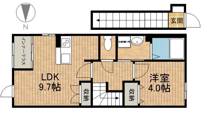 シェルル・スターテラス和合(1LDK/2階)の間取り写真